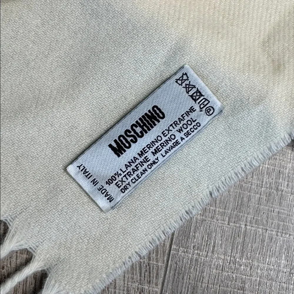 MOSCHINO Women’s Cream Wool Scarf with Heart Design